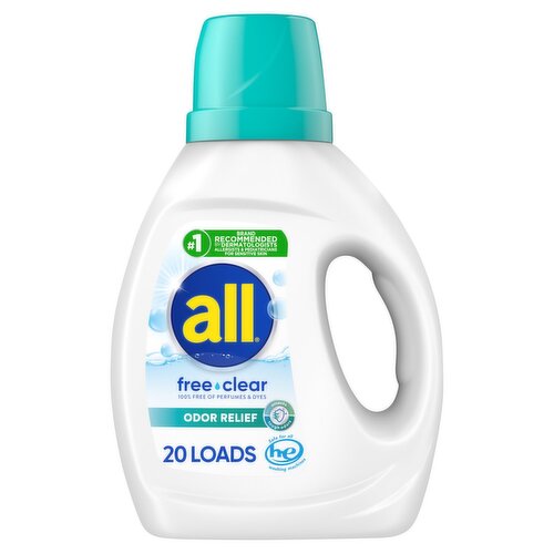 All Free Clear Odor Relief Detergent, 20 loads