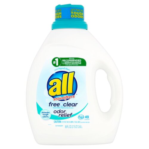 All Free Clear Odor Relief Detergent with Stainlifters, 49 loads, 88 fl oz