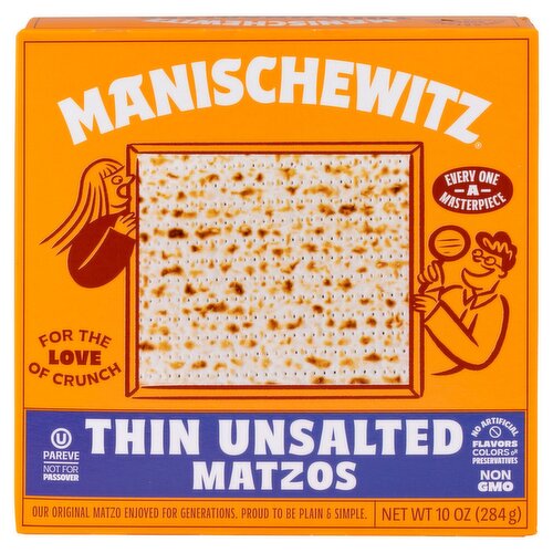 Manischewitz Thin Unsalted Matzos, 10 oz