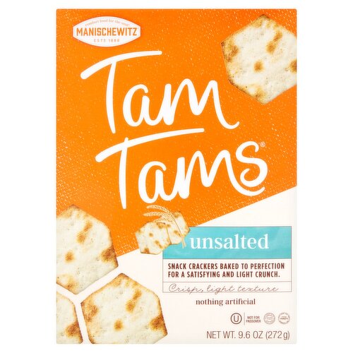 Manischewitz Tam Tams Unsalted Snack Crackers, 9.6 oz