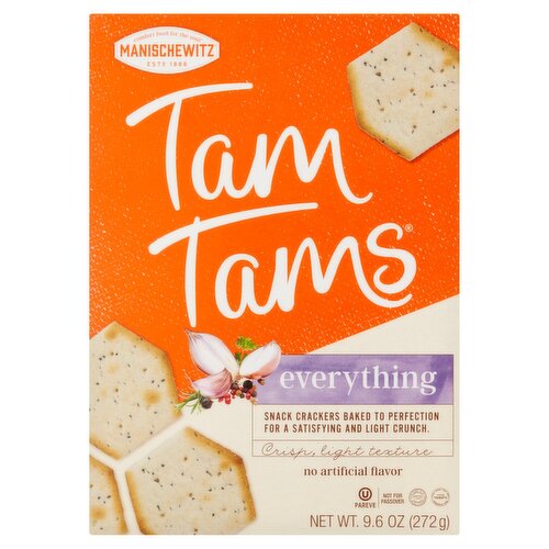 Manischewitz Tam Tams Everything Snack Crackers, 9.6 oz