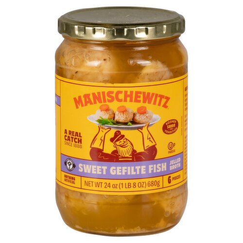 Manischewitz Jelled Broth Sweet Gefilte Fish, 6 count, 24 oz