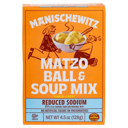 Manischewitz Reduced Sodium Matzo Ball & Soup Mix, 2 count, 4.5 oz