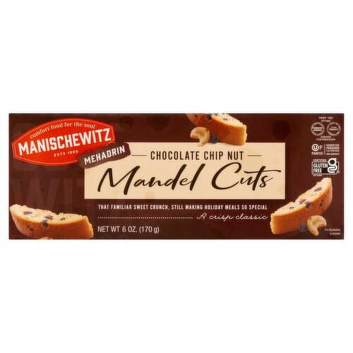 Manischewitz Mehadrin Chocolate Chip Nut Mandel Cuts, 6 oz