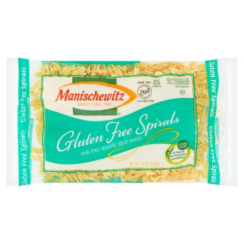 Manischewitz Gluten Free Spirals Yolk Free Noodle Style Pasta, 12 oz