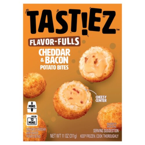 TASTIEZ Flavor-fulls Breaded Cheddar & Bacon Potato Bites, 11 OZ (Frozen Appetizers)