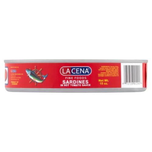 La Cena Sardines in Hot Tomato Sauce, 15 oz