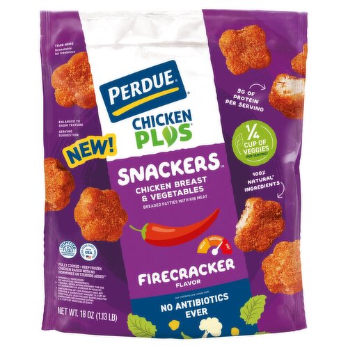 Perdue Chicken Plus Snackers Firecracker Flavor Chicken Breast & Vegetables Breaded Patties, 18 oz