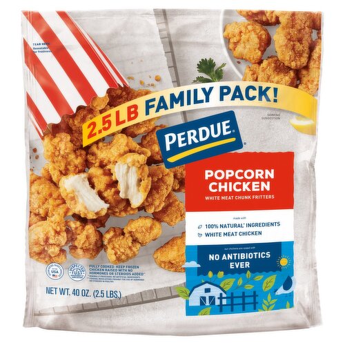 Perdue White Meat Chunk Fritters Popcorn Chicken Family Pack, 40 oz