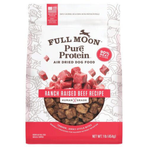 Full Moon Pure Protein Ranch Raised Beef Recipe Air Dried Adult Maintenance Dog Food, 1 lb