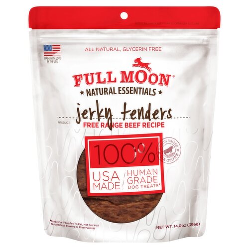 Full Moon Natural Essentials Jerky Tenders Free Range Beef Recipe Dog Treats, 14.0 oz