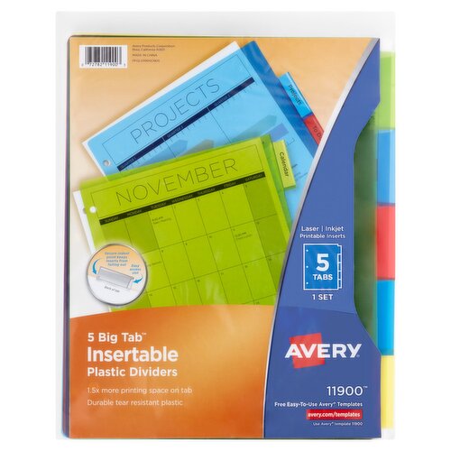 Avery 5 Big Tab Insertable Plastic Dividers