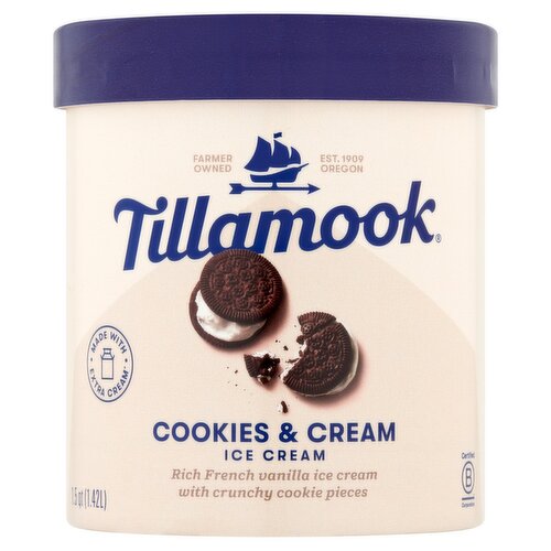 Tillamook Cookies & Cream Ice Cream, 1.5 qt