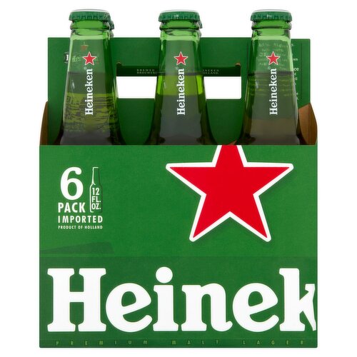 Heineken Original Premium Malt Lager Beer, 6 count, 12 fl oz