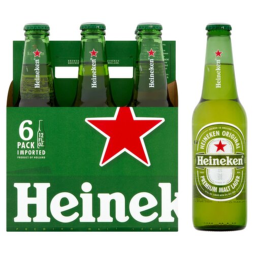 Heineken Original Premium Malt Lager Beer, 6 count, 12 fl oz