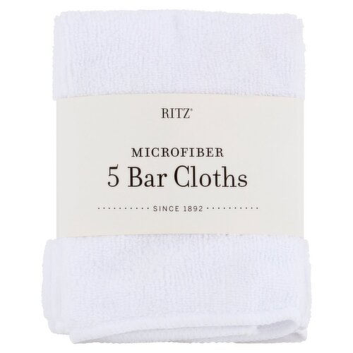 Ritz Microfiber White Bar Cloths, 5 count