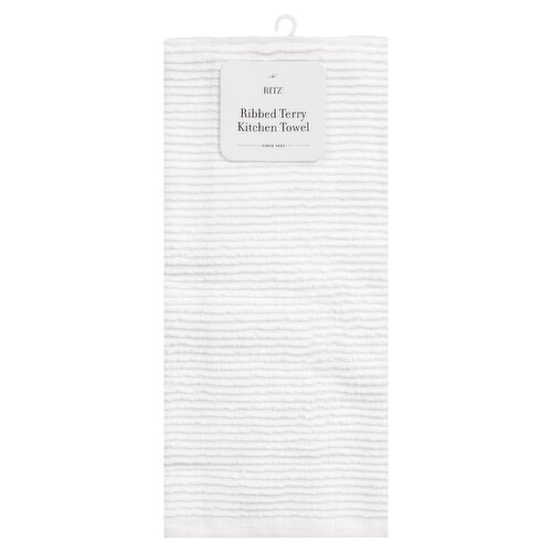 Ritz White Ribbed Terry Kitchen Towel