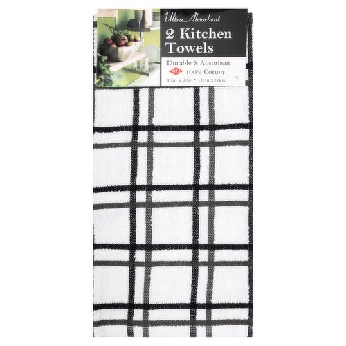 Ritz Kitchen Towel, Graphite Check, 2 Piece Set
