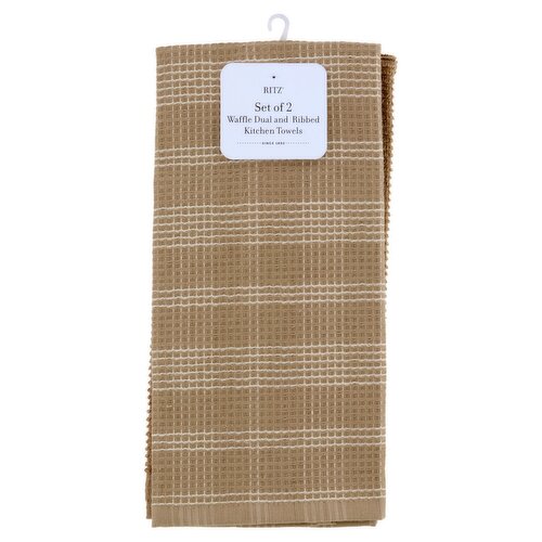 Ritz Putty Waffle Dual and Ribbed Kitchen Towels, 2 count