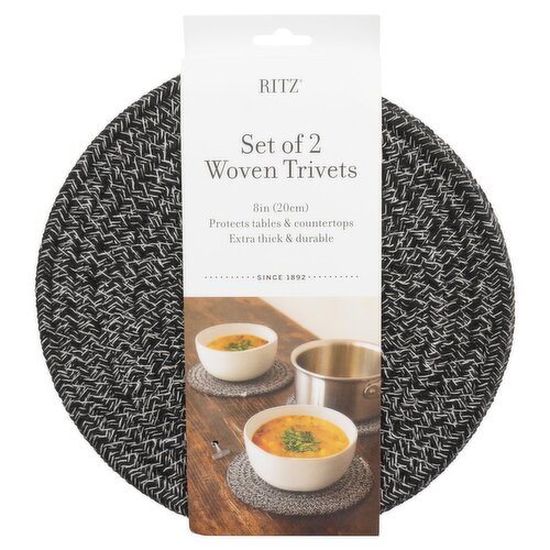 Ritz Black & White Woven Trivets, 2 count