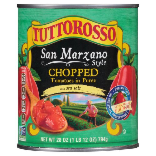 Tutiorosso San Marzano Style Chopped Tomatoes in Puree with Sea Salt, 28 oz