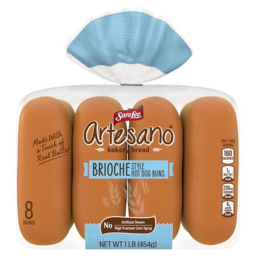 Sara Lee Artesano Brioche Style Hot Dog Buns, 8 count, 1 lb