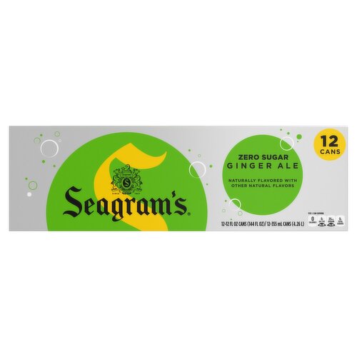 Seagram's Zero Sugar Ginger Ale, 12 fl oz, 12 count