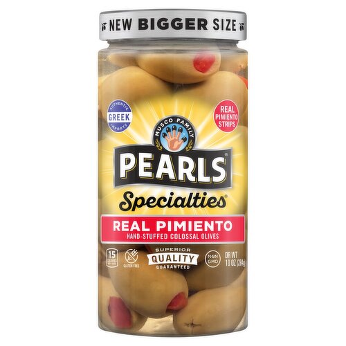 Musco Family Olive Co. Pearls Specialties Real Pimiento Hand-Stuffed Colossal Olives, 10 oz