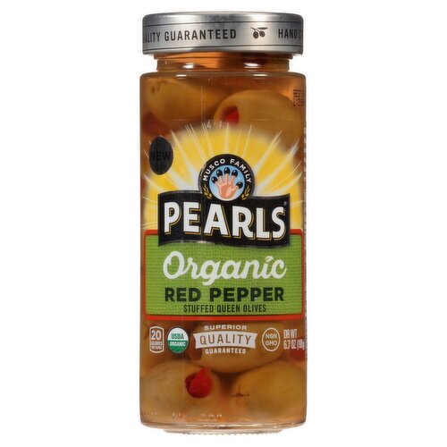 Musco Family Olive Co. Pearls Organic Red Pepper Stuffed Queen Olives, 6.7 oz