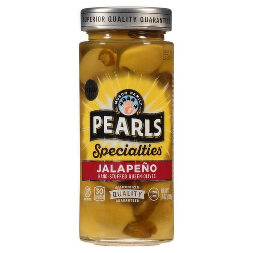 Musco Family Olive Co. Pearls Specialties Jalapeño Hand-Stuffed Queen Olives, 7 oz