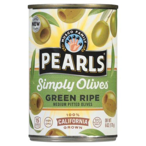 Musco Family Olive Co. Pearls Simply Olives Green Ripe Medium Pitted Olives, 6 oz