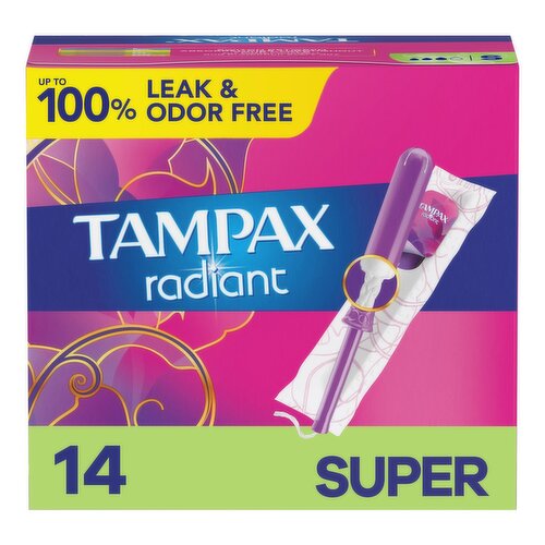 TAMPAX Radiant Super Absorbency Unscented Tampons, 14 count