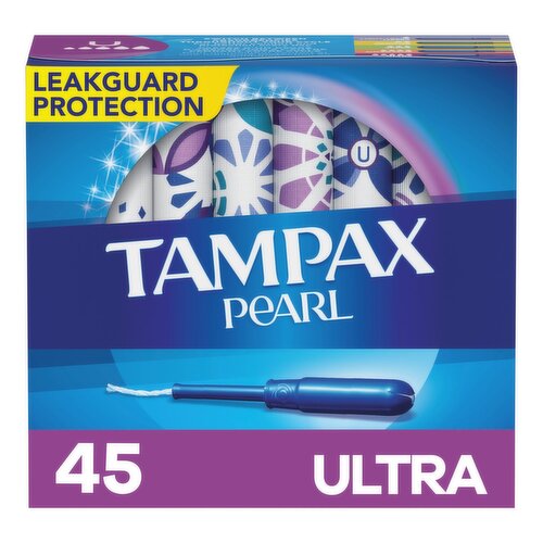 Tampax Pearl Ultra Absorbency Unscented Tampons, Jumbo, 45 count