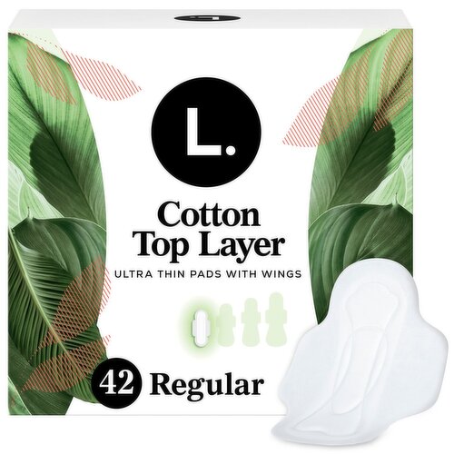 L. Cotton Top Layer Regular Ultra Thin Pads with Wings, 42 count