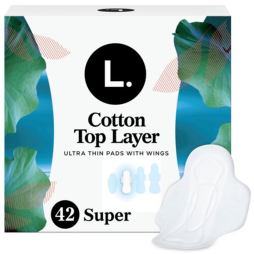 L. Cotton Top Layer Super Ultra Thin Pads with Wings, 42 count