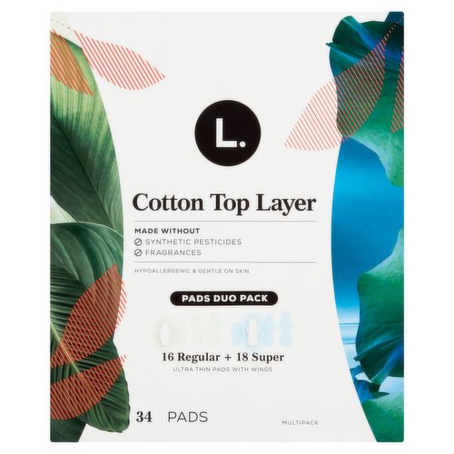 L. Cotton Top Layer Ultra Thin Pads with Wings, 34 count