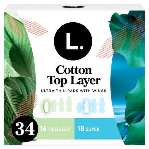 L. Cotton Top Layer Ultra Thin Pads With Wings Multipack, 34 count