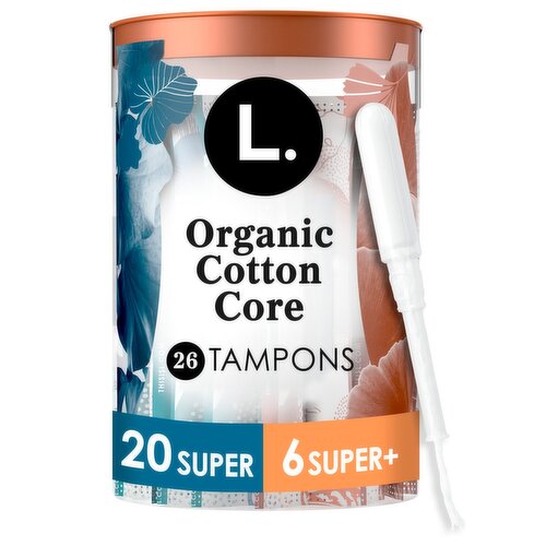 L. Tampons, Made with Organic Cotton, Super/Super Plus Absorbency, Multipack, 26 CT
