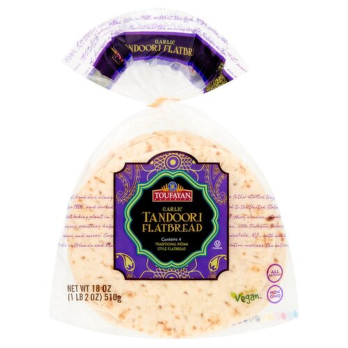 Toufayan Bakeries Garlic Tandoori Naan, 4 count, 18 oz