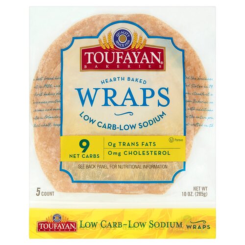 Toufayan Bakeries Low Carb-Low Sodium Wraps, 5 count, 10 oz