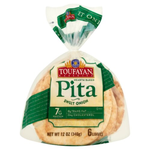 Toufayan Bakeries Hearth Baked Sweet Onion Pita, 6 count, 12 oz