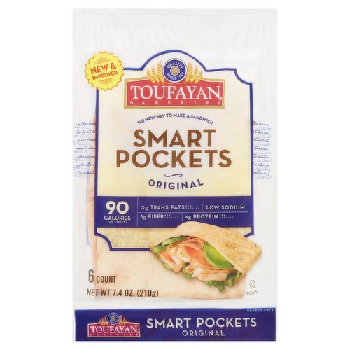 Toufayan Bakeries Original Smart Pockets, 6 count, 7.4 oz