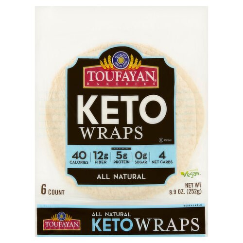 Toufayan Bakeries Keto Wraps, 6 count, 8.9 oz