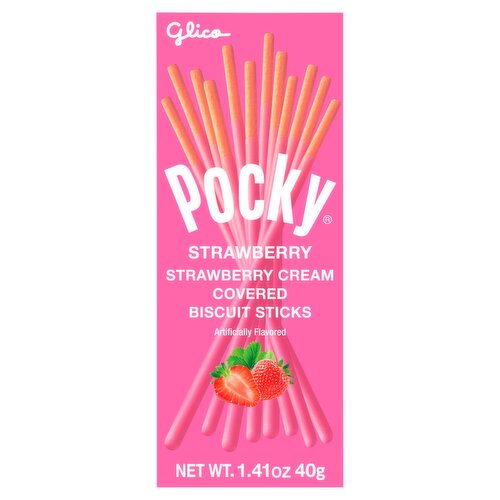 Glico Pocky Strawberry Cream Covered Biscuit Sticks, 1.41 oz