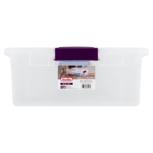 Sterilite ClearView Latch 32 Qt. Sweet Plum Storage Container