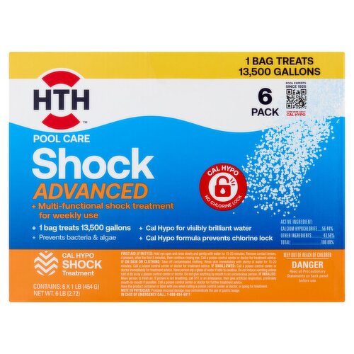 HTH Advanced Pool Care Cal Hypo Shock Treatment, 1 lb, 6 count