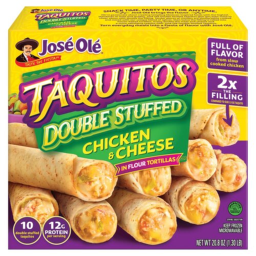 José Olé Double Stuffed Chicken & Cheese in Flour Tortillas Taquitos, 10 count, 20.8 oz