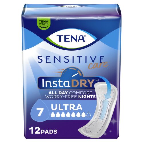Tena Sensitive Care Instadry Pads, 12 Count