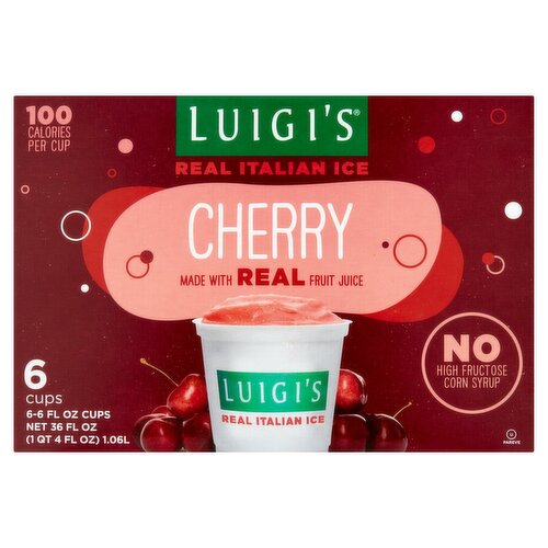 Luigi's Cherry Real Italian Ice, 6 fl oz, 6 count