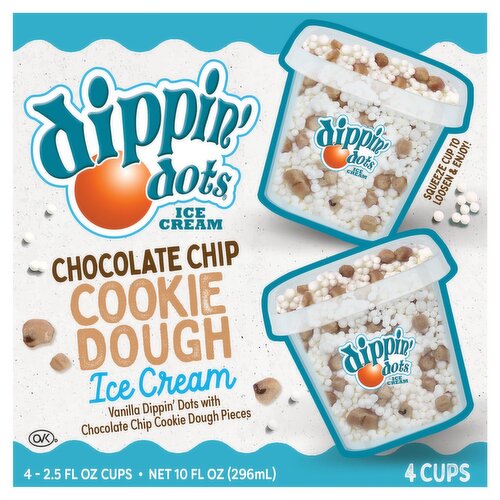 Dippin' Dots Chocolate Chip Cookie Dough Ice Cream, 2.5 fl oz, 4 count
